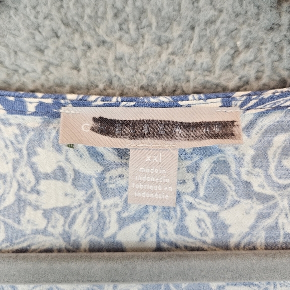 Chelsea 28 Womens Blue & White Floral Print Bailey Romper Sz 2XL Deep V-Neck - Picture 12 of 13